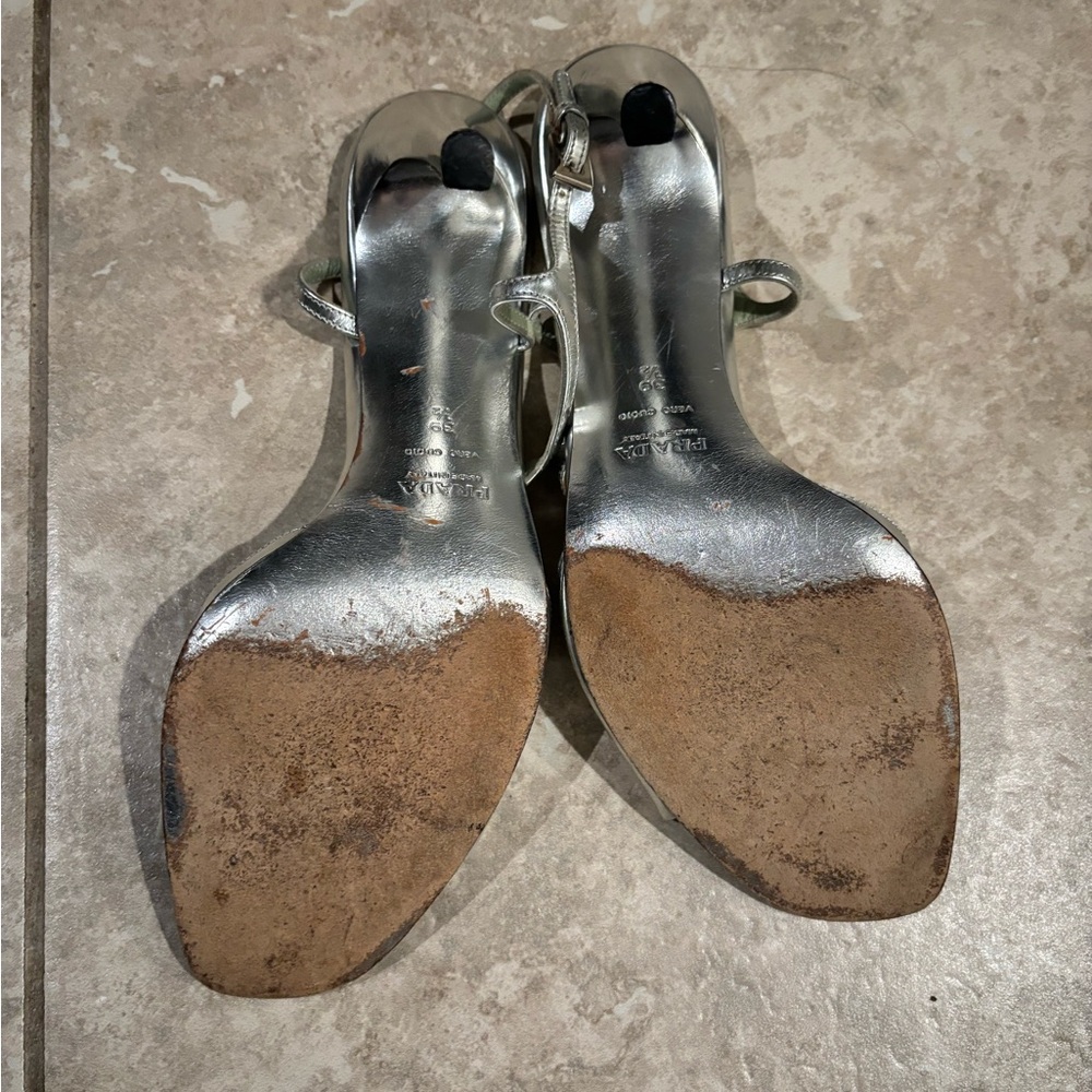 VINTAGE PRADA Silver High Heel Sandals - Picture 4 of 7